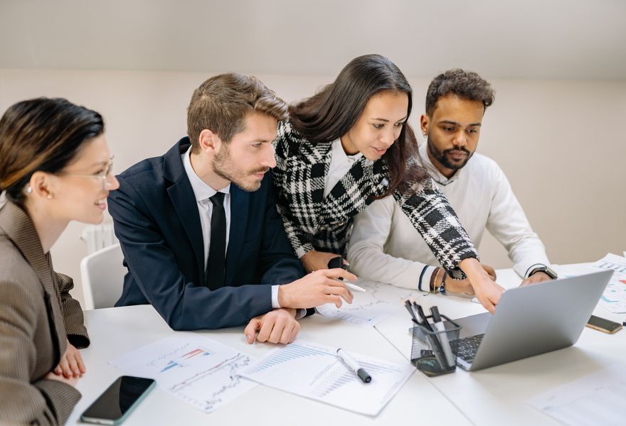 Professional team collaborating in an office