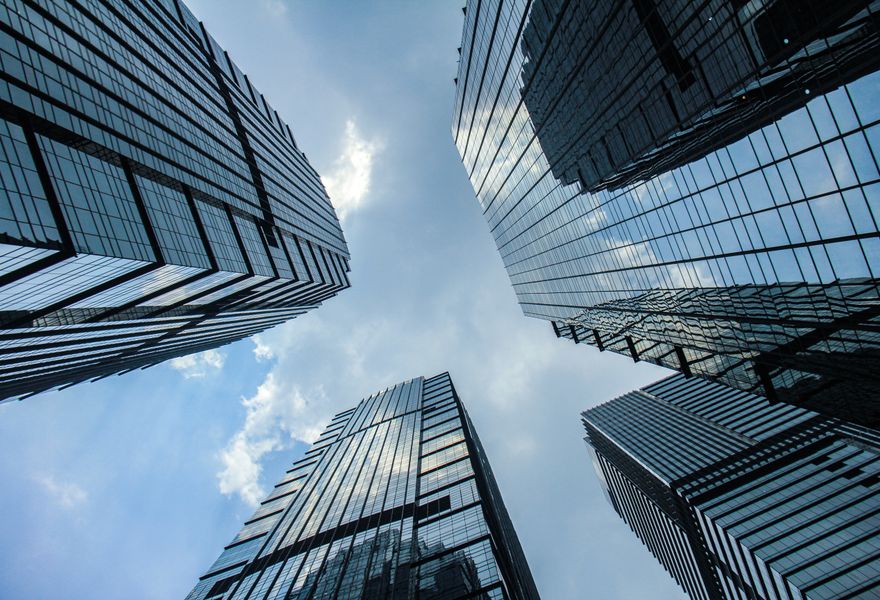 Modern glass office towers